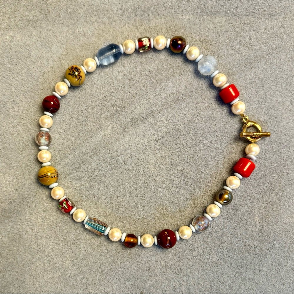 Custom pearl and glass bead choker